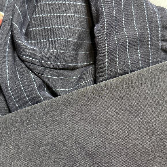 Lane Bryant Jacket Womens 14 Navy Blue Striped Moto Zip Up Ruffled Peplum Blazer - Picture 11 of 11